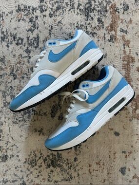 Nike Air Max White and Light Blue Trainers